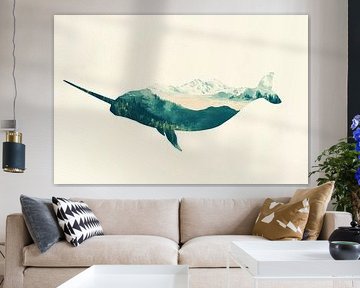 Narwhals in the landscape by Poster Art Shop
