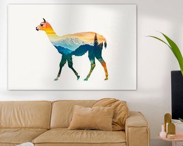 Lama avec paysage sur Poster Art Shop