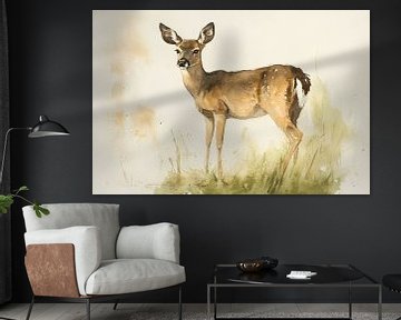 Elegante aquarel van een hert van Imperial Art House