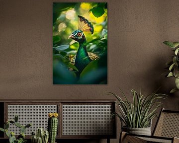 Pauw in het groen van Poster Art Shop