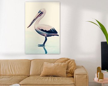 Pelikaan in het water van Poster Art Shop
