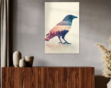 Raaf met landschap van Poster Art Shop