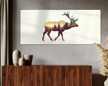 Herten in een magisch landschap van Poster Art Shop