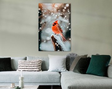 Roodborstje in de sneeuw van Poster Art Shop