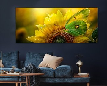 Papillon sur tournesol sur Poster Art Shop