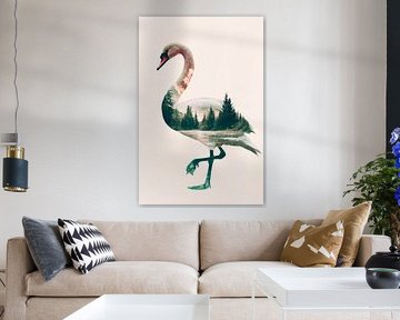 Swan in the forest by Poster Art Shop