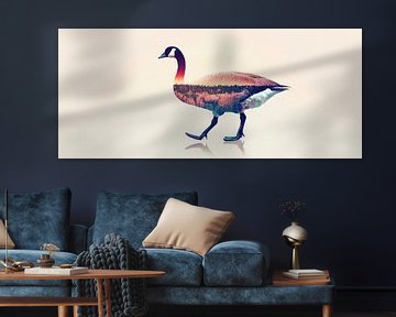 Zwemmende zwaan van Poster Art Shop