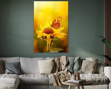 Zonnebloem en vlinder van Poster Art Shop
