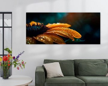 Zonnebloem in de regen van Poster Art Shop
