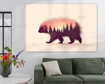 Stekelvarken met bos van Poster Art Shop