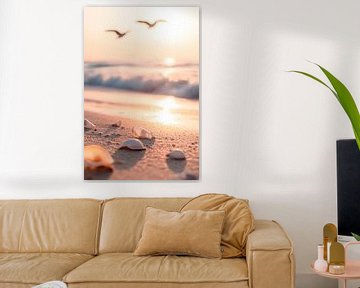 Strand en golven van Poster Art Shop