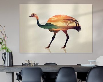 Struisvogel in landschapsontwerp van Poster Art Shop