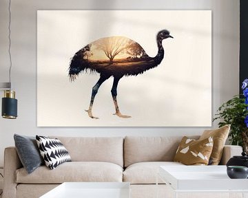 Dromerig struisvogel silhouet van Poster Art Shop