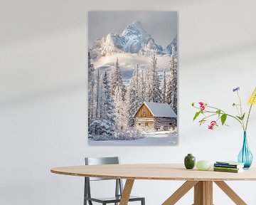 Winterse bergidylle van Poster Art Shop