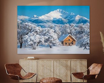 Winterlandschap met hut van Poster Art Shop