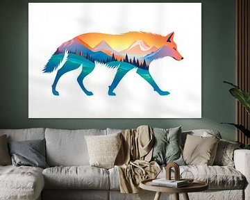 Loup au lever du soleil sur Poster Art Shop