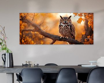 Uil in herfstlicht van Poster Art Shop