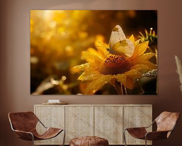 Butterfly on sunflower by Poster Art Shop