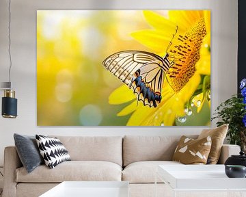Butterfly on sunflower by Poster Art Shop