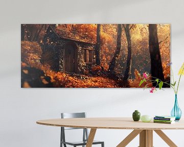 Cabane automnale dans la forêt sur Poster Art Shop