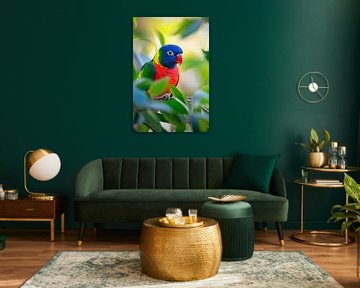 Kleurrijke papegaai in een boom van Poster Art Shop
