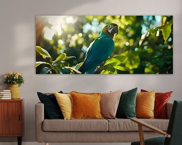 Kleurrijke papegaai in het zonlicht van Poster Art Shop