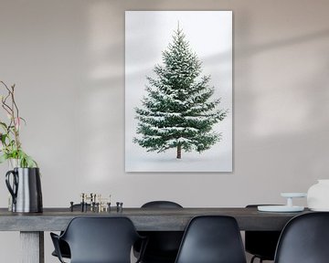 Besneeuwde kerstboom van Poster Art Shop