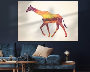 Giraffe in the sunset by Poster Art Shop