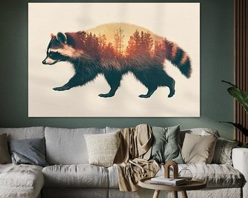 Raccoon in the forest by Poster Art Shop