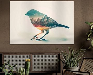Vogel met landschap van Poster Art Shop