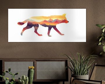 Loup au coucher du soleil sur Poster Art Shop