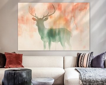 Aquarel silhouet van een hert van Imperial Art House
