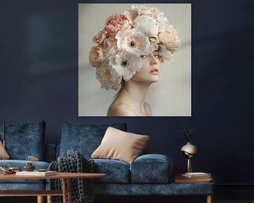 Jong meisje met bloemen op haar hoofd van Floral Abstractions