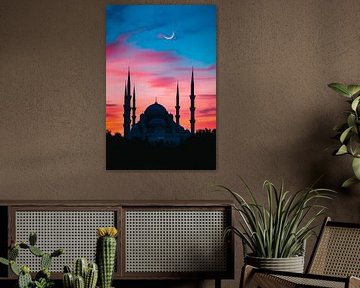 Silhouette of a mosque in the evening by Poster Art Shop