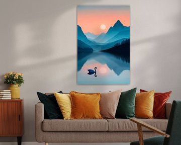 Avondsfeer aan het meer van Poster Art Shop