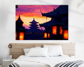 Ambiance de temple le soir sur Poster Art Shop