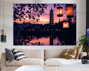 Splendeur du temple en soirée sur Poster Art Shop