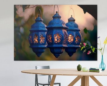 Blauwe lantaarnverlichting van Poster Art Shop