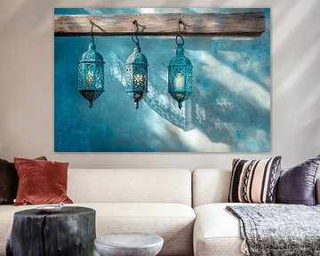 Blauwe lantaarn kunst van Poster Art Shop