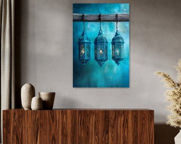 Blauwe fakkels in het licht van Poster Art Shop