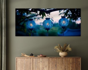 Blue lanterns in the evening light by Poster Art Shop