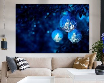 Objets lumineux bleus sur Poster Art Shop