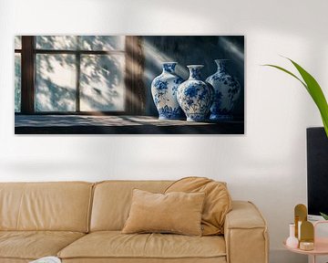 Blue vases in the light by Poster Art Shop