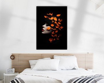 Vrouw en Bladeren in Harmonie van Color Square