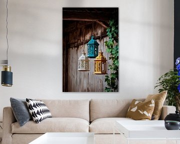 Colourful lanterns in the interior by Poster Art Shop