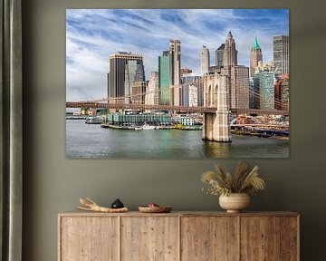 Brooklyn Bridge with Pier 17 and South Street Seaport