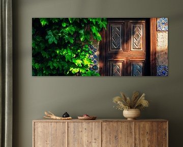Porte en bois avec plantes sur Poster Art Shop