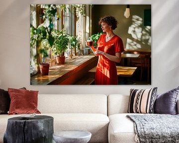 Coffee enjoyment at the window by Poster Art Shop