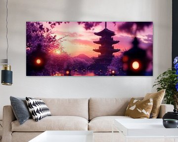 Kirschblütenzauber bei Abenddämmerung von Poster Art Shop