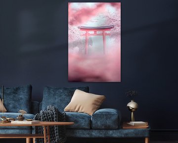Cherry blossoms and torii by Poster Art Shop